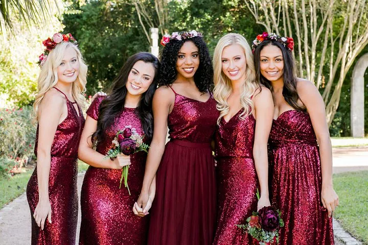 Cheap plus size deals burgundy bridesmaid dresses