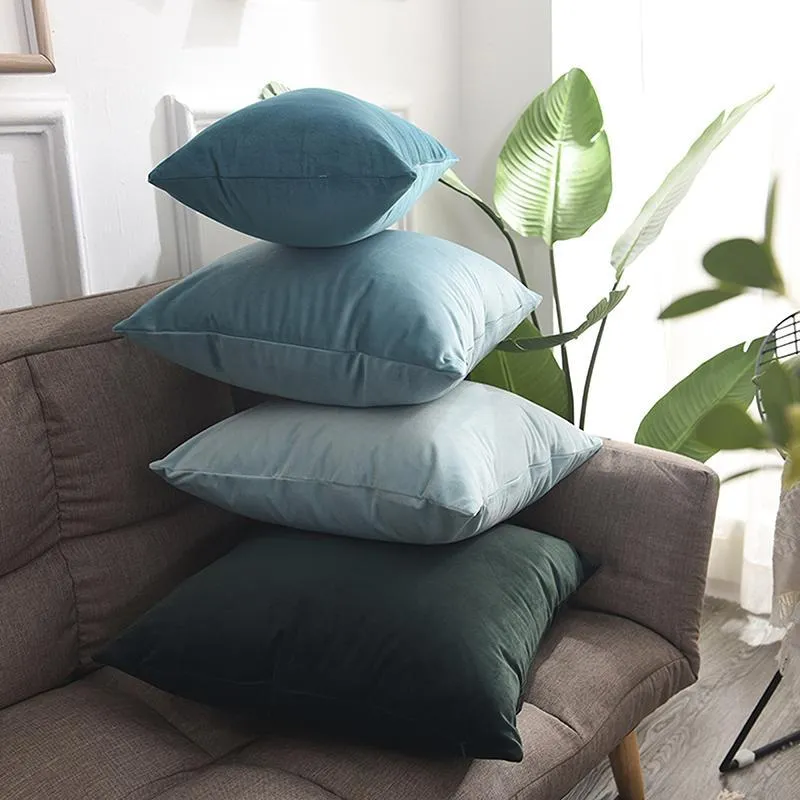 45 * 45 cm di lusso blu velluto fodera per cuscino federa federa verde giallo rosa grigio bianco nero decorativo per la casa divano cuscini di tiro