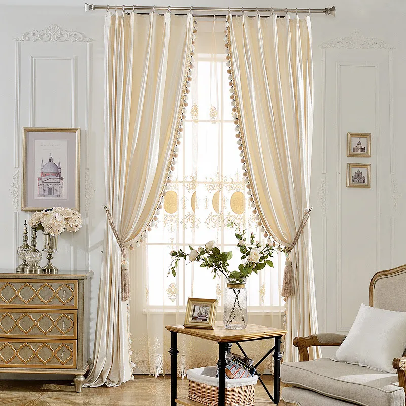 European Cream color velvet curtains for Living Room Solid color velvet simple modern curtains for Bedroom Kitchen