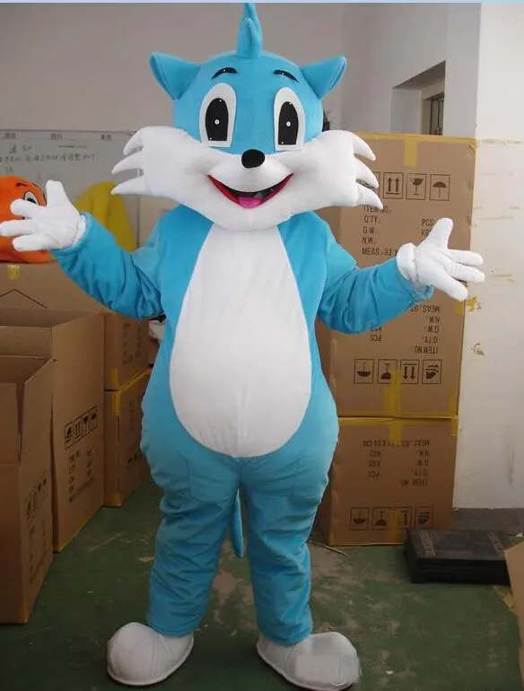 2019 chat bleu chaud de haute qualité déguisement dessin animé adulte Animal mascotte Costume livraison gratuite