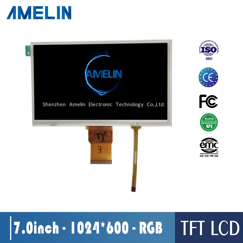 7 inch 1024*600 50 pin RGB TFT lcd display with Resistance touch screen panel and EK79001 IC