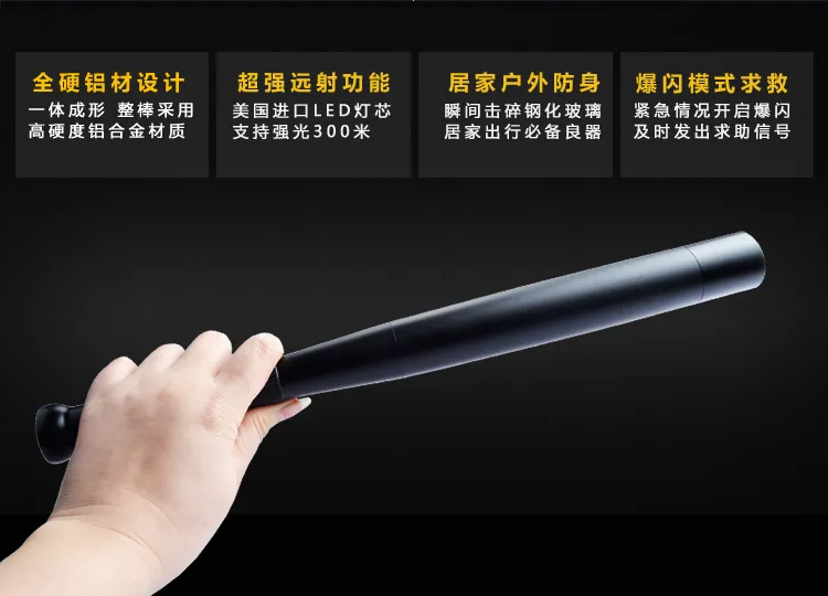 Super Bright LED Baseball Bat Flashlight - 41cm Emergency Torch with 3 ...
