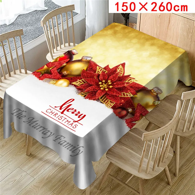 2019 Christmas Tablecloth Print Rectangle Table Cover Holiday Party Home Decor Merry Christmas Decoration New Year @D