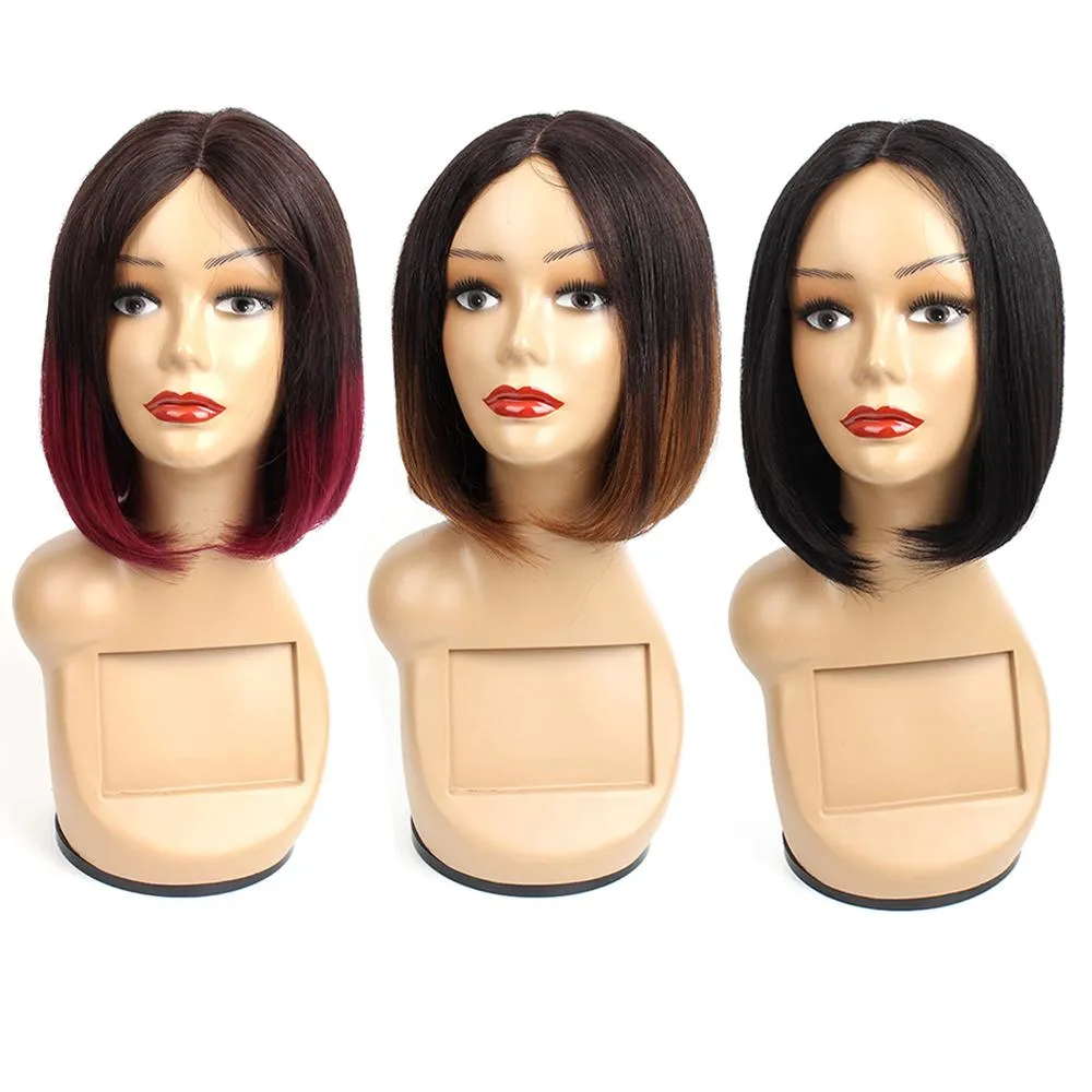 Menselijk haar kant pruiken korte bob stijl 10 inch braziliaanse rechte haar capless pruiken goedkope menselijke haar pruiken