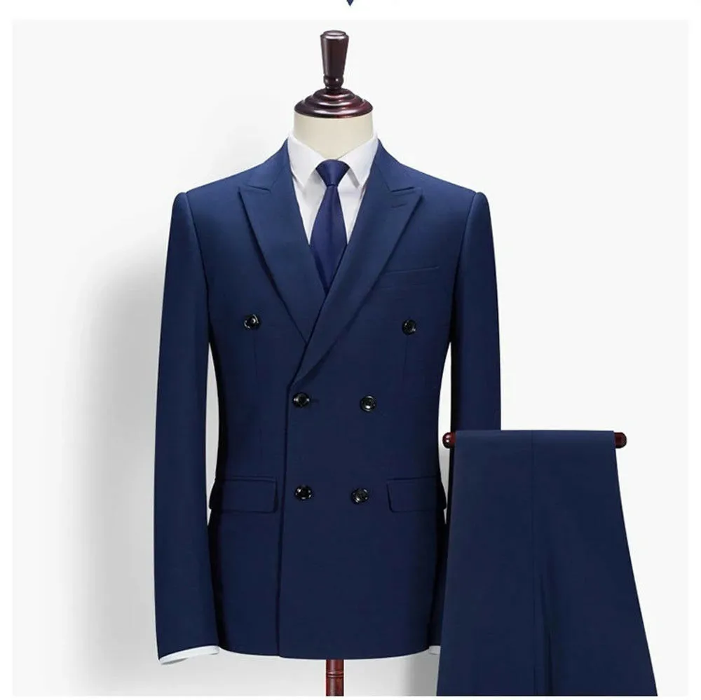 MANYUBEI Costumes pour Hommes, Veste De Smoking Grande Taille Coupe Ajustée Simple Boutonnage Deux Boutons Blazer De Mariage Affaires Décontracté Banquet Hôte Gros Vêtements pour Hommes,L,Blue