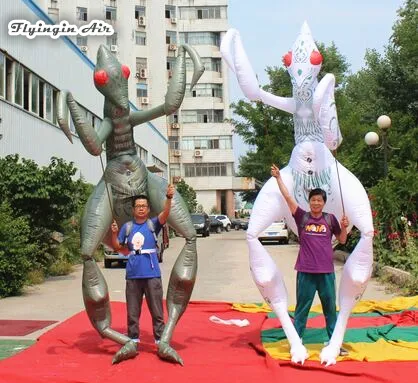 Anpassad annonsering Uppblåsbara insekt Marionette marionett 3,5m Höjdgång Alien Mantis Kostym för Halloween Parade Show
