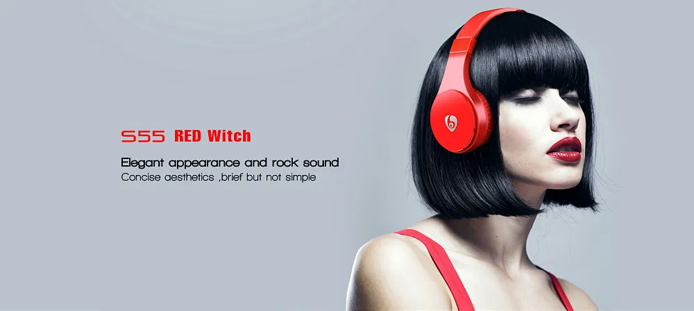 1 Piece S55 Gaming Wireless Bluetooth Earphones Headset Stereo Music Support TF Card With Mic Foldable Headband Alien Headphones Better Bluedio ET