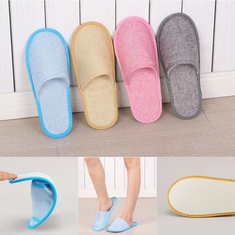 2pcs/lot Hotel Disposable Slippers Anti-slip Home Adult Guest Shoes Comfortable Breathable Soft Cotton Linen One-time Slippers DBC VT0506