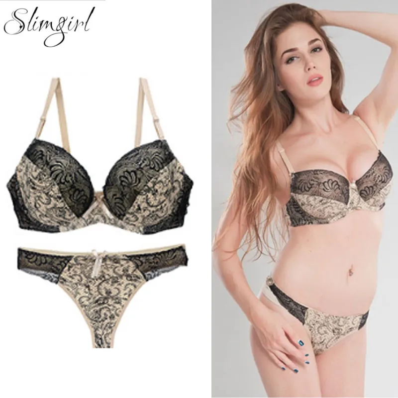 Bras Sets Slimgirl Womens Health Lace Bra Set Push Up Underwire & Brief  Sexy Lingerie Panty Female Big Size Underwear D E F Cup From Feiyancao,  $43.35