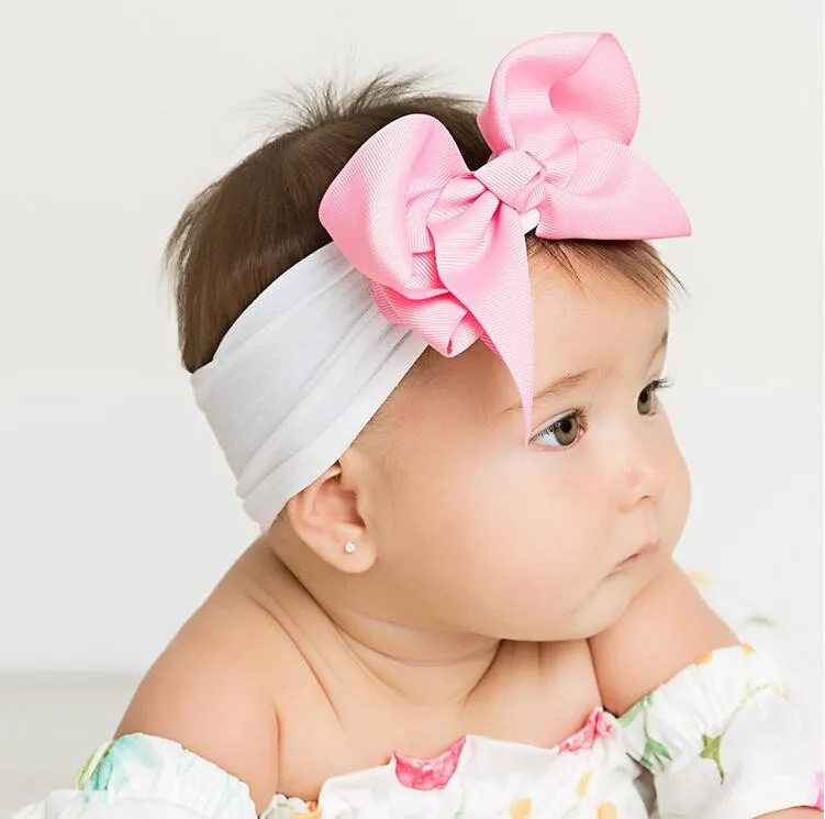Large Nylon Baby Headband With Bows Stylish Diadema Bebe Recien