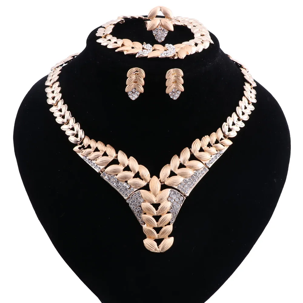 Högkvalitativ Afrikansk guldfärg Halsband Örhängen Armband Ring Etiopien Brud Smycken Satser Kvinnor Party Smycken Kostymdesign