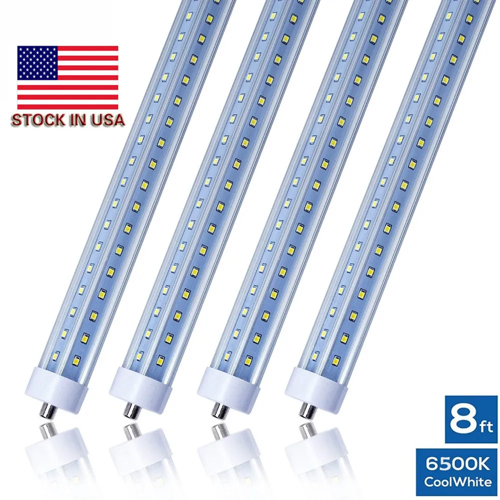 Les tubes à LED T8 éclaircissent en V 8 pieds 7000lm 66W à broche unique FA8 R17D AC85-265V 384LEDS 2835SMD Bulbes fluorescents 2400 mm directement de China Factory