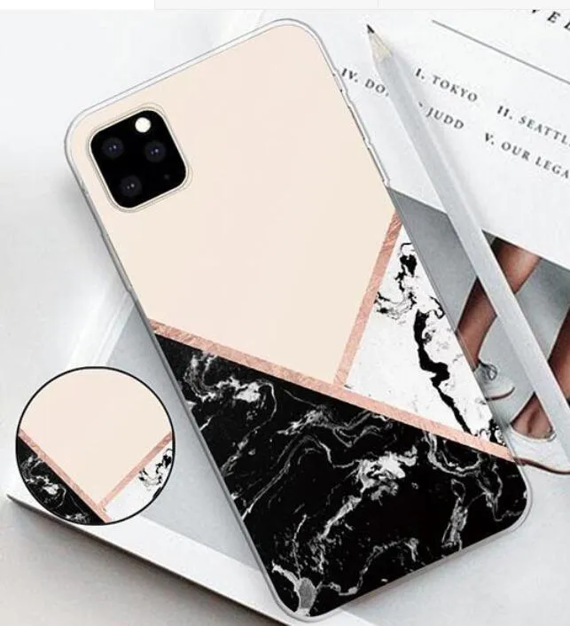 Moda Mermer Telefon Kılıfı Için iphone 11 Pro Max 7 8 Artı XR X Samsung Note10 S10 Hava Yastığı Telefon Tutucu Ile