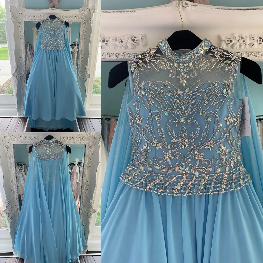 sachin and babi light blue dress Sage Bridesmaid Dress Chiffon Size XL main image 1