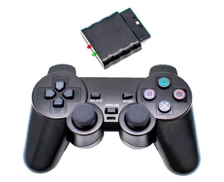 Целые игровые контроллеры 24 г беспроводной аналоговый контроллер Twin Vibration, совместимый с PS2 PS1 PSX с розничным пакетом1367340