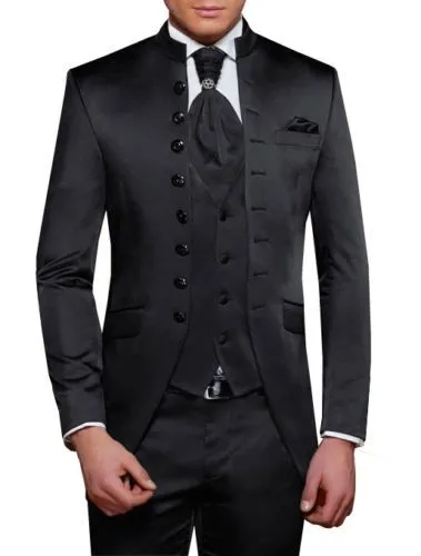 Przystojny pojedynczy piersi z mandaryńskiego mandarynki lapel groom Tuxedos Mężczyźni garnitury ślub/balsam/obiad man man blezer spodni kamizelka A249