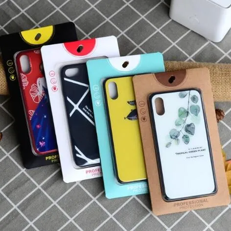 Tom Kraft Paper Plast Retail Paket Förpackning Box Inre Hållare Till Iphone XS Max XR 8 7 Plus S8 S9 S10E Telefonväska