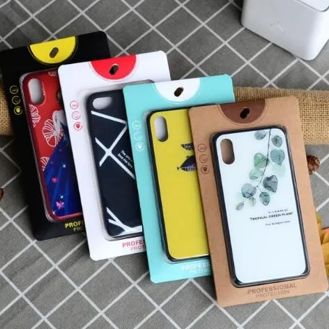 Emballage de vente au détail en plastique de papier kraft vide Support intérieur de boîte d'emballage pour iPhone XS MAX XR 8 7 Plus S8 S9 S10e Coque de téléphone