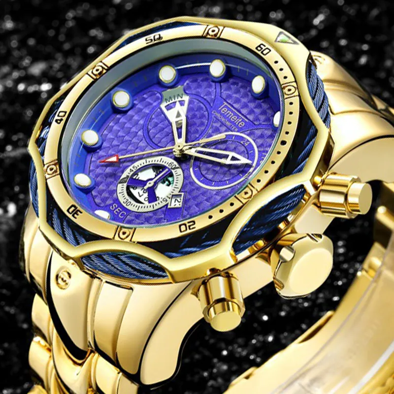 Temeite Top Brand Luxury Design Mens Watch Watch Watch for Men Quartz Watch Watches Twarpronation Bristeches Relogio Dourado Masculino