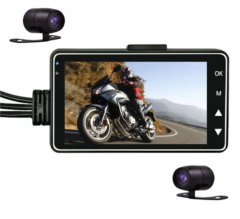 Video Recorder Motorcycle Camera DVR Motor Dash Cam with Special Dual-track Front Rear Recorder Motorbike Motor DVR with Dual Mini Camera