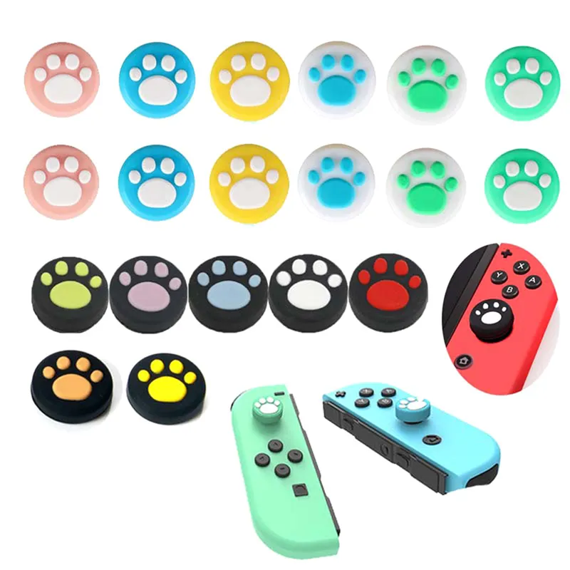 NS Mignon Chat Patte Griffe Silicone Pouce Grip Couverture pour Switch Lite OLED Joy-Con Analog ThumbStick Caps JoyCon Joystick Cap Haute Qualité FAST SHIP