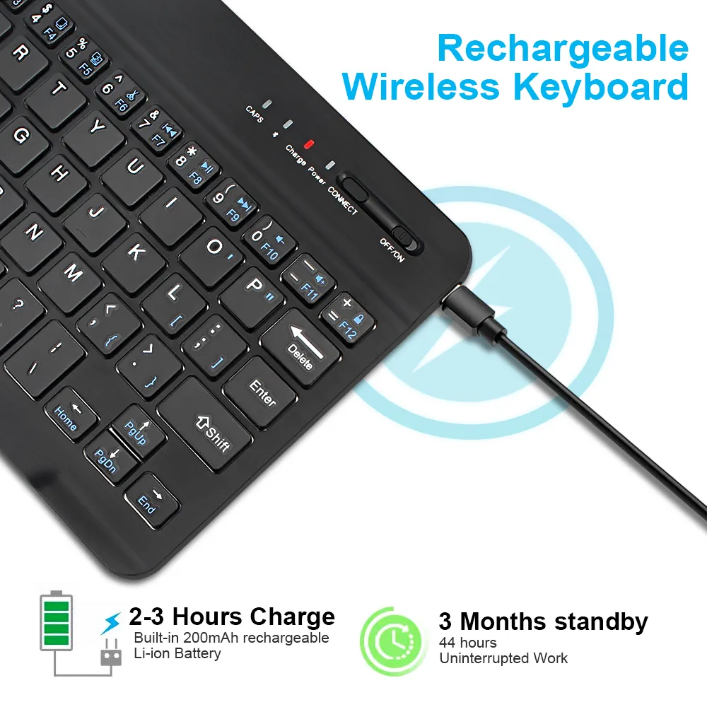 Clavier Et Souris Sans Fil Mini Clavier Bluetooth Rechargeable Avec Souris  Clavier Ergonomique Silencieux Pour Téléphone Tablette PC Du 8,41 €