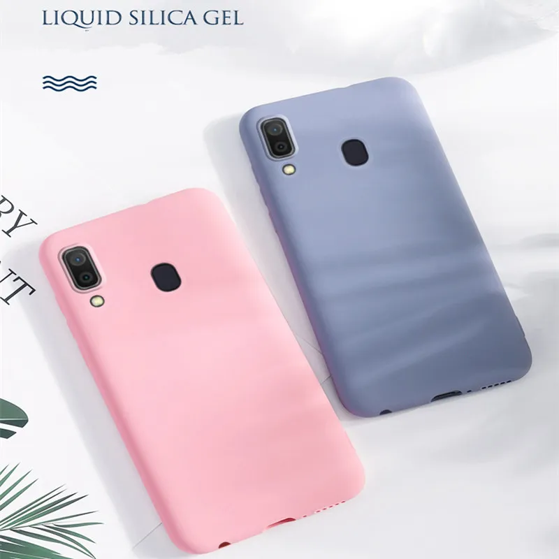 Caso de telefone protetor de silicone líquido para Samsung Galaxy A10 A20 A30 A50 A50 A70 A80 A90 M10 M30 M30 Soft TPU Tampa traseira