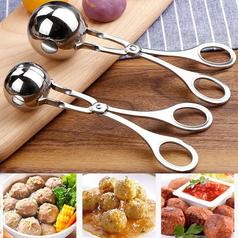 Molde de cuchara para albóndigas y croquetas de acero inoxidable con  orificio redondo, herramientas para prensar carne, bola de pescado – Los  mejores productos en la tienda online Joom Geek