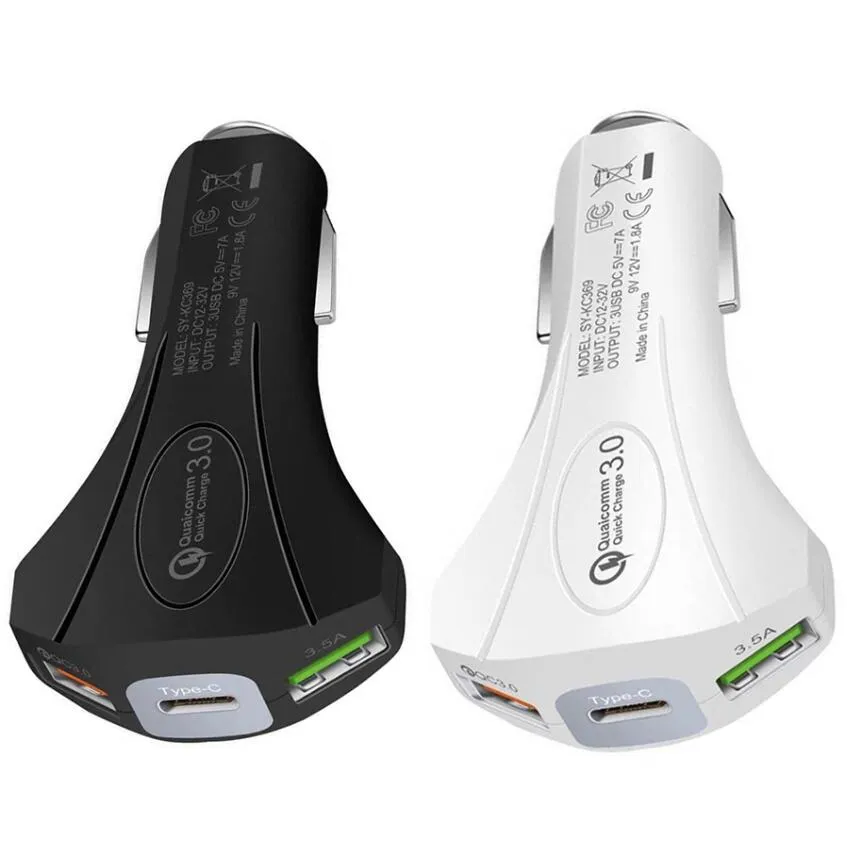 35W Fast Car Charger QC3.0 + 3.5A + PD 3 USB携帯電話アダプタS10 S9注10 Xiaomi Redmi Mobile Cell Phones