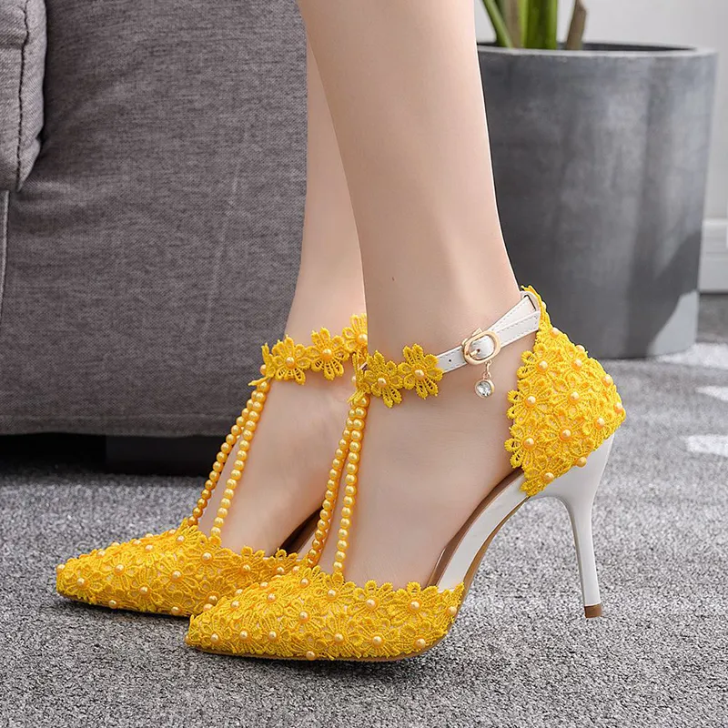 YMECHIC White Yellow High Heel Wedding Shoes Woman Big Size Butterfly-knot  Summer Spring Party Pumps Platform High Heels 2024 - AliExpress