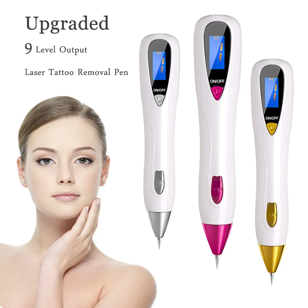 Soins de la peau Stylo de maquillage au laser Taupe Tattoo Dispositif de suppression des taches de rousseur LCD Sweep Spot Mole Removal Wart Corns Dark Spot Remover Salon Beauty device