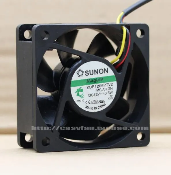 Original SUNON KDE1206PTV2 12V 0.8W 60256CM Ventilador de dissipação de calor de 2/3 fios