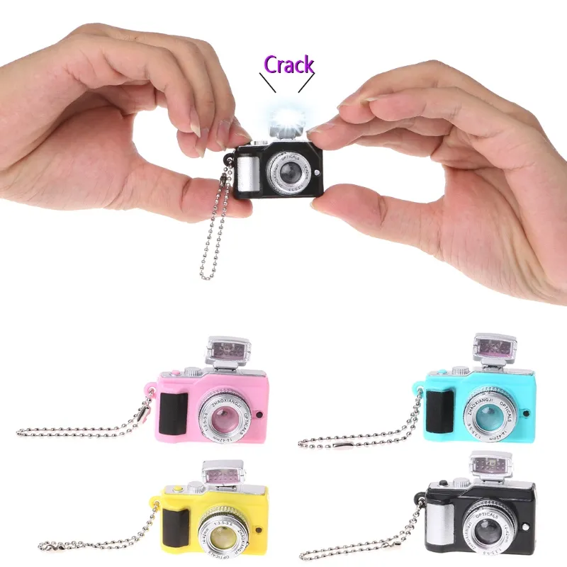 Fashion Camera LED Car Bag Key Ring med ljudkamera Hängsmycke Toy Aktivitet Presentkort Bagtillbehör Docka Tillbehör Led Flashlight Keychain Leksaker