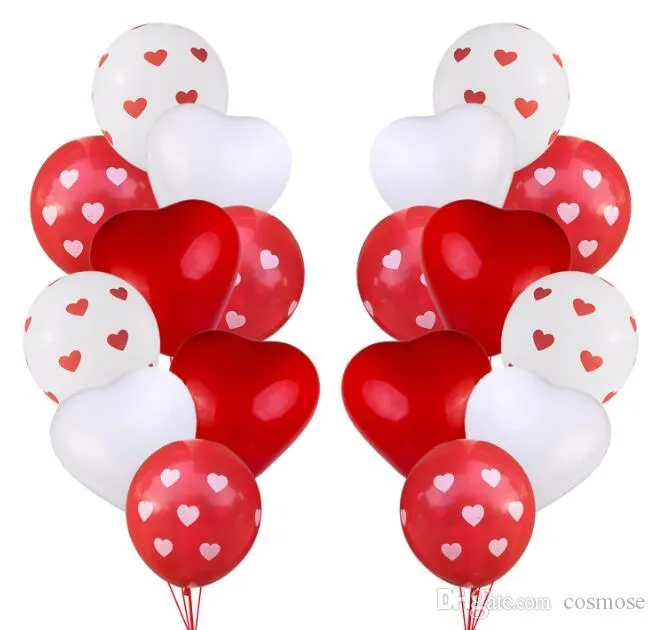 Amour Coeur Ballons En Latex Coeur Imprimé Ballon Rouge Blanc Mariage Hélium Ballon Saint Valentin Fête D'anniversaire Ballons Gonflables249O