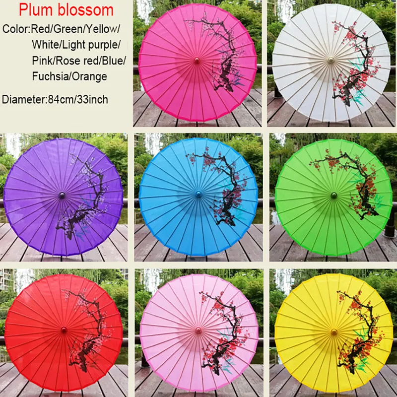 82CM Traditional Silk Fabric Paper Japanese Umbrella With