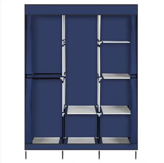 Portable Blue Closet Wardrobe With Shelf 71 Storage Organizer For