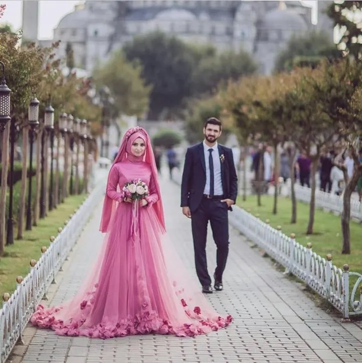 Rose musulman élégant col haut pleine figure à manches longues HiJab femmes robe de soirée en Chine dames robe de soirée africaine Kitenge Designs robe