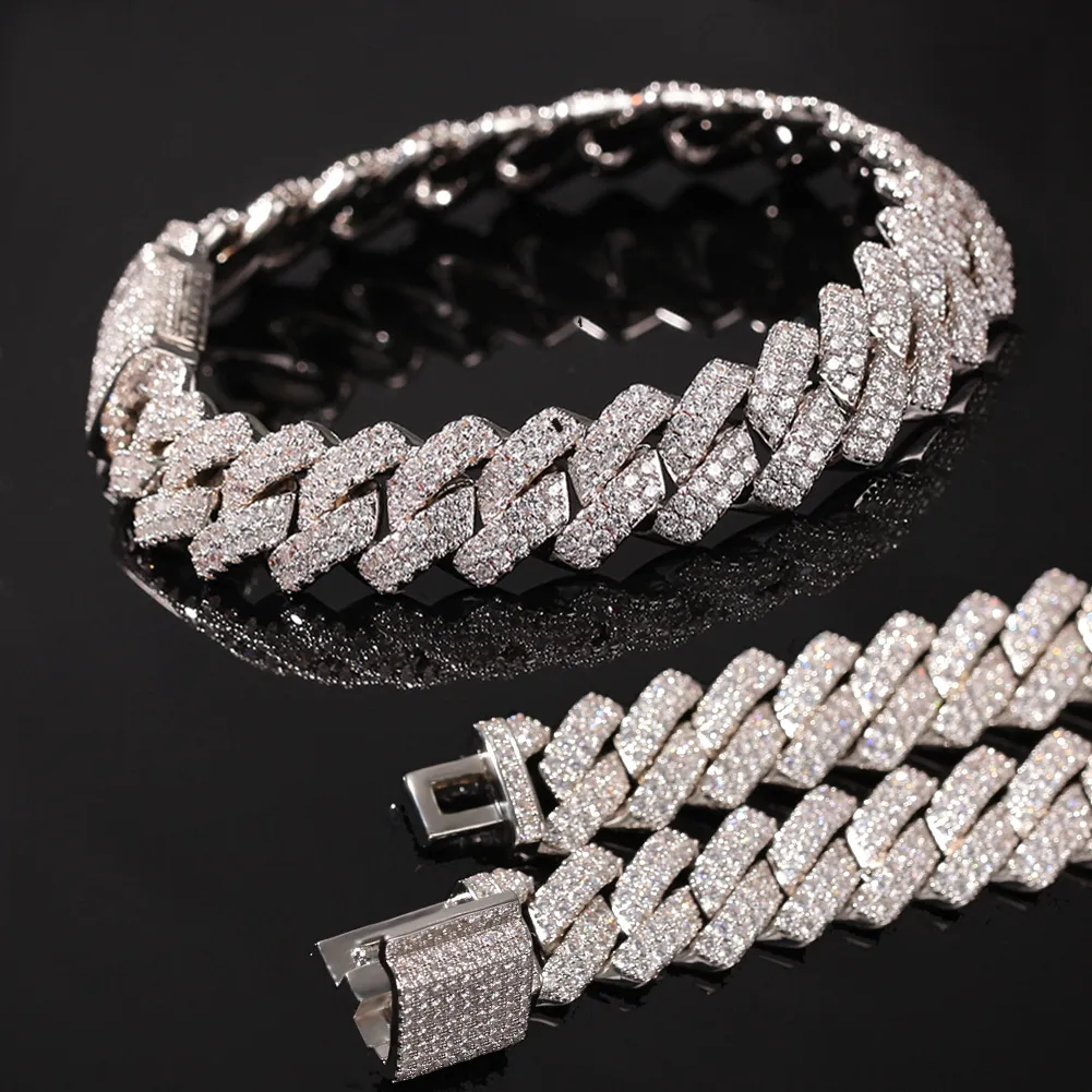 New Arrival personalized Gold Bling Diamond Mens Cuban Link Chain Bracelet Iced Out Cubic Zirconia Curb Wristband Chains Jewelry For Guys