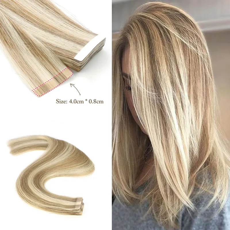 14 "-24" Remy Tape in Hair Extensions Braziliaanse 100% Echte menselijke haarhuid inslag, piano kleur