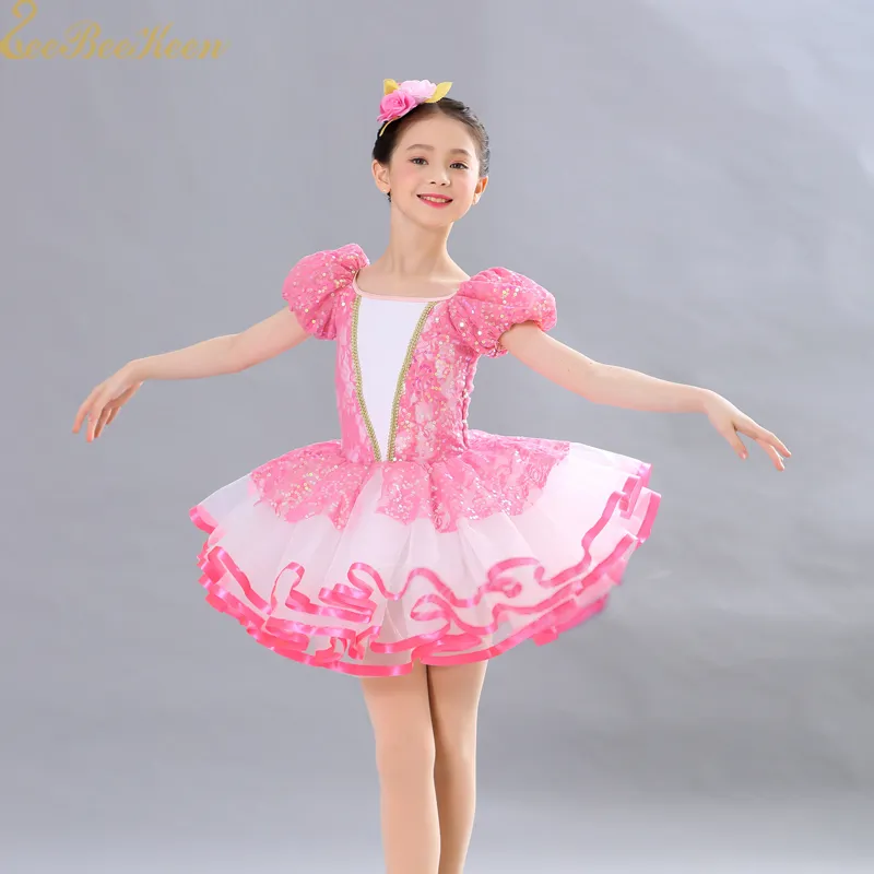 Enfant Filles Robe de Danse Classique à Paillettes Tutu Robes de Ballet  Fête