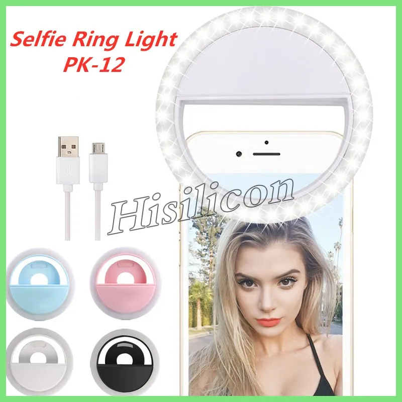 Universal PK 12 Selfie LED Ring Light Light Flash Lamp Camera Photography With USB Charging For