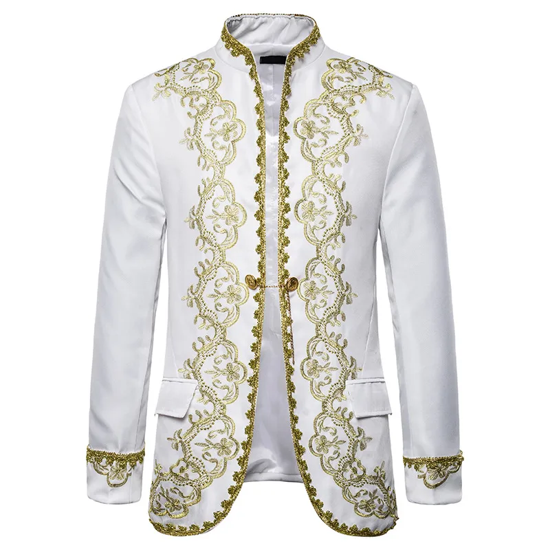 Mens white best sale and gold blazer