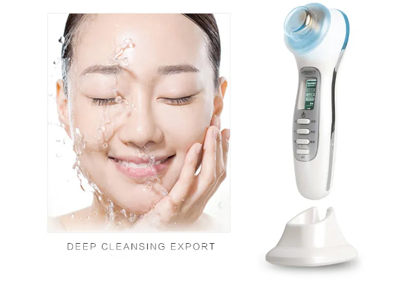 UP002 3 MHz Masaje Ultrasónico Cuidado de la Piel Galvánica Facial Limpieza Profunda Estiramiento Facial 4 LED Fotón de Luz Eliminación de Acné Máquina de Belleza Spa