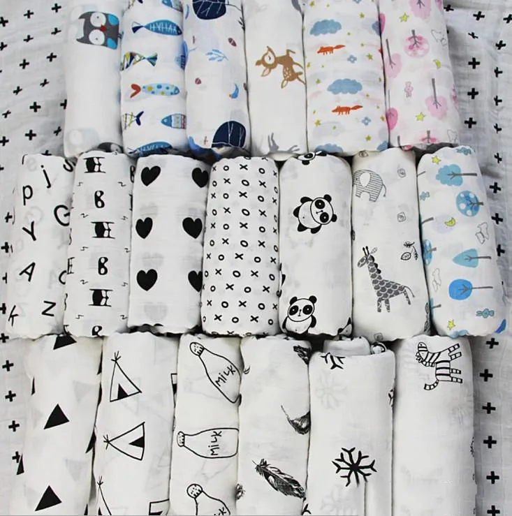 47 style chaud nouveau-né 100% coton couverture bébé serviettes de bain bébé dessin animé animal mousseline couverture emmailloter bambin couverture