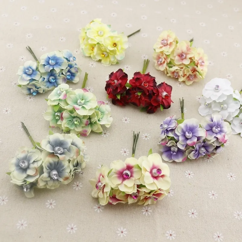Pearl Silk Cheap Artificial Flowers Garland Head Wreaths For Wedding Car Decoration Bouquet