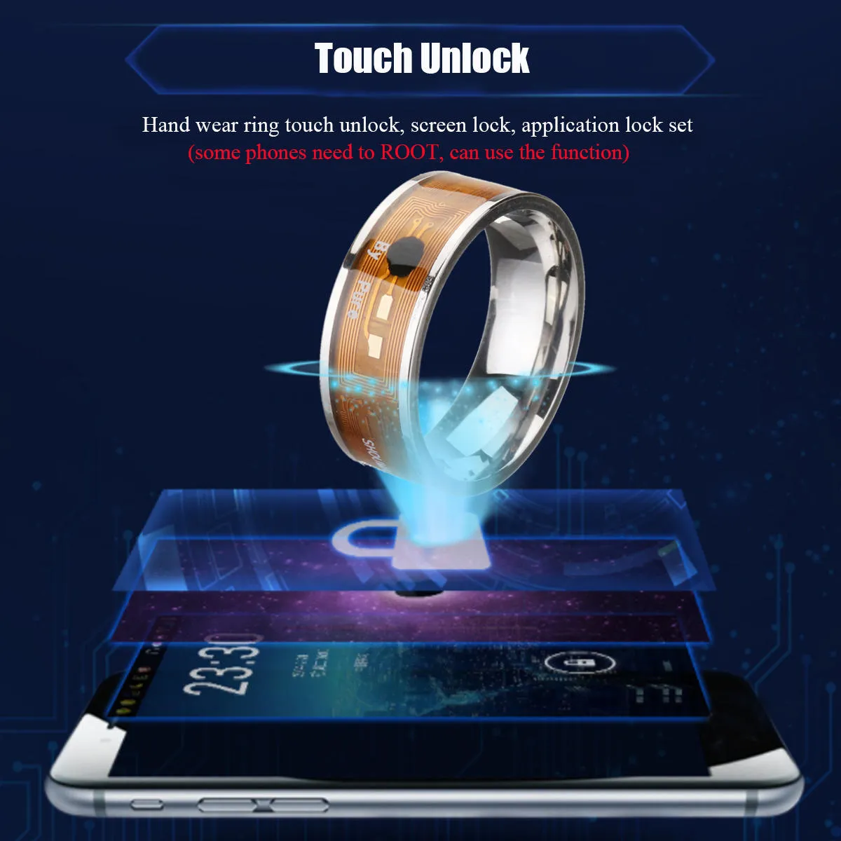 Blue Color NTAG213 NFC Tag Finger Ring Multifunctional Intelligent