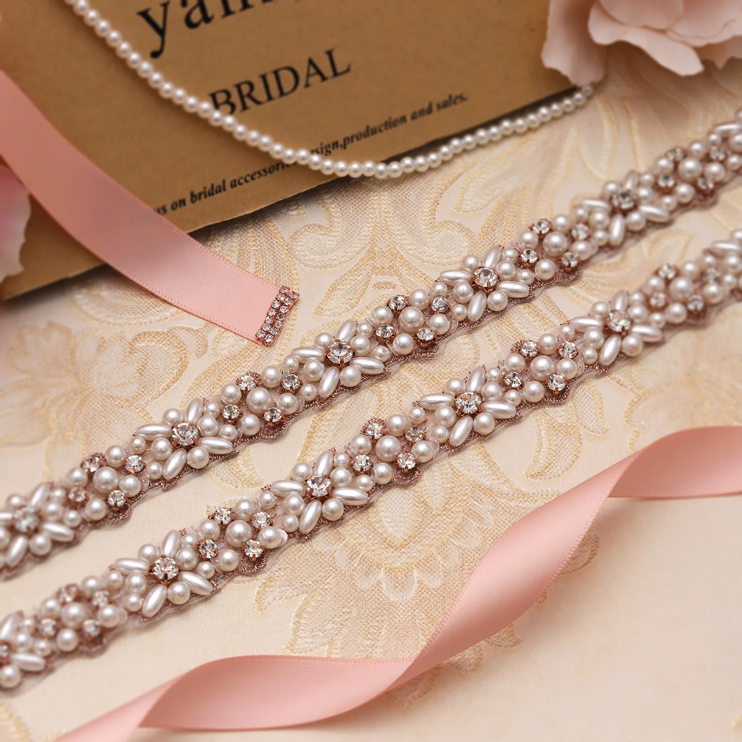Bridal Pearls Crystal Wedding Dress Belt, Rose Gold... From  Rhinestonesbelt, $6.94 | DHgate.Com