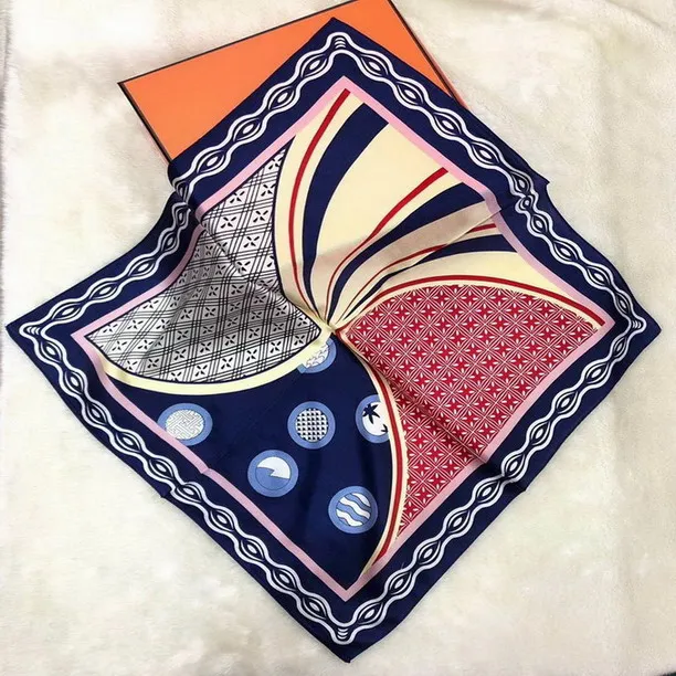 100% Pure Silk Scarf Women child Bandana Handkerchief Pattern Hair Scarf Neck Square Silk Head Scarf headband bandanas riding mask Wristband