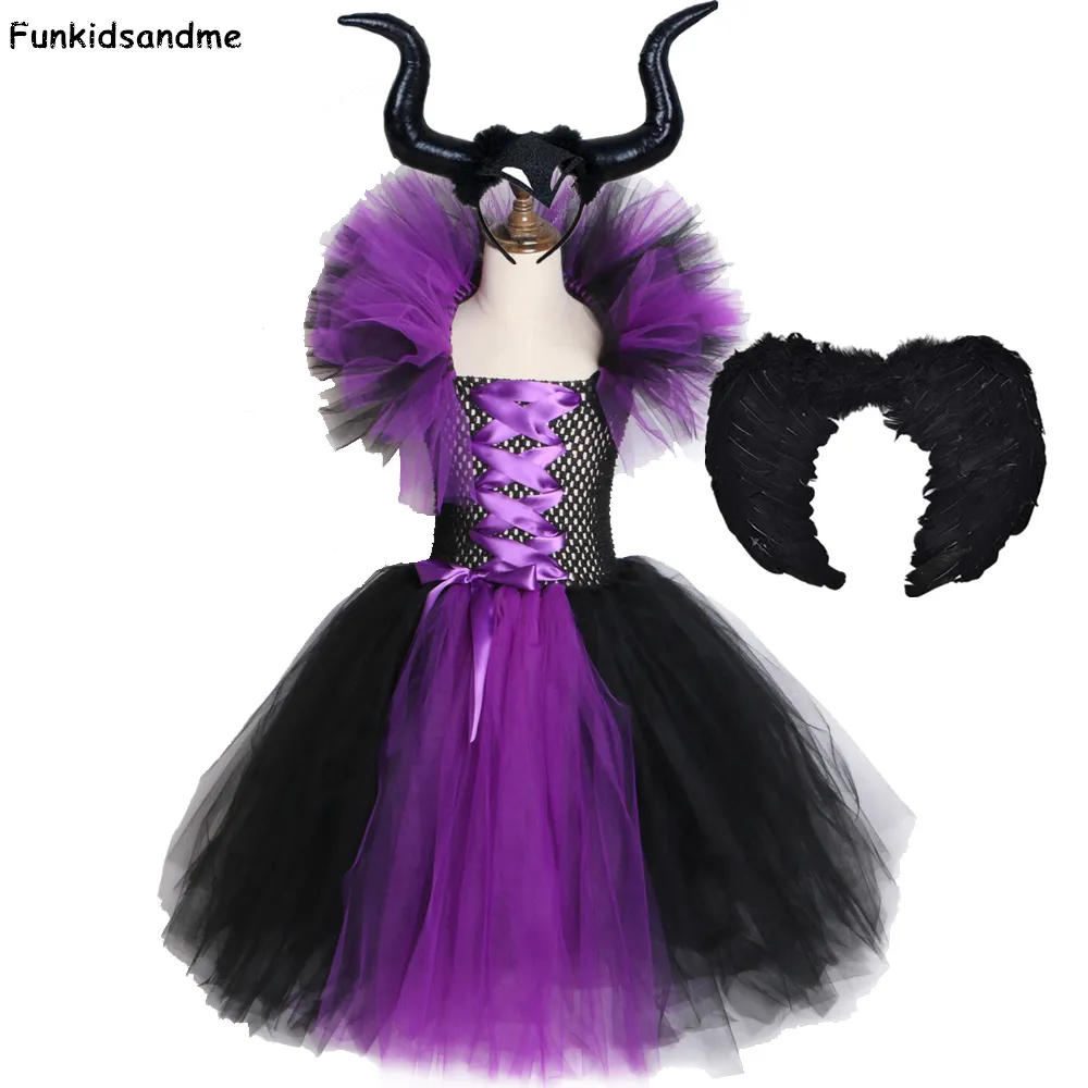 Malefica Dal Tutu Con I Corni Ala Regina Cattiva Ragazze Del Vestito  Operato Da Carnevale Abiti Del Partito I Bambini Halloween Cosplay Costume  Strega CY200514 Da 43,24 €