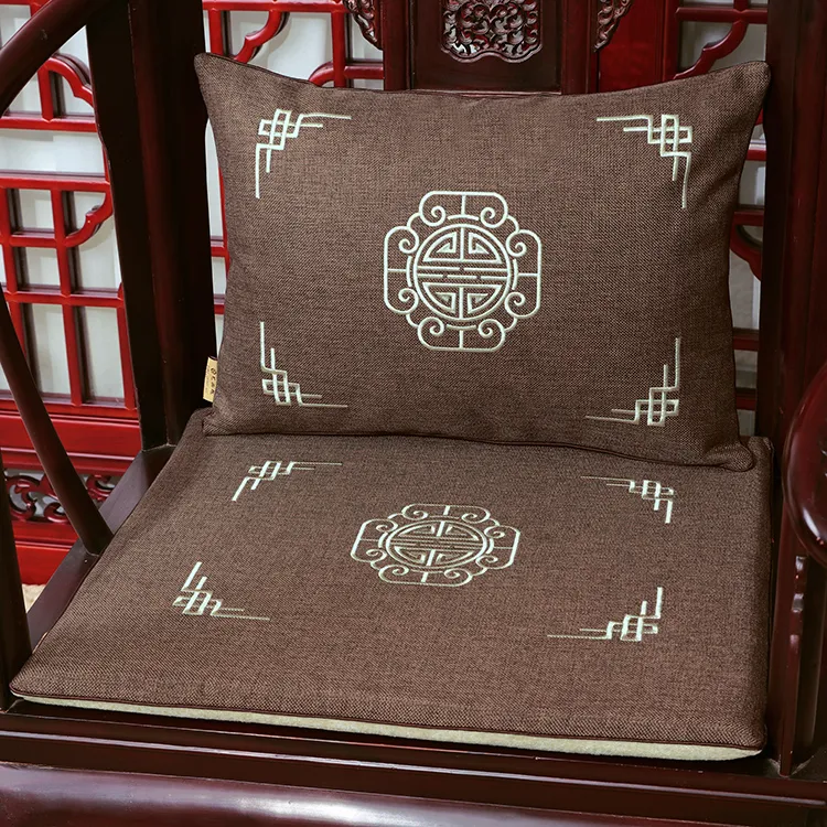 2019 nouveau brodé heureux chinois coussin de siège décor tapis coton lin canapé chaise coussin fauteuil coussin siège à manger coussins de chaise